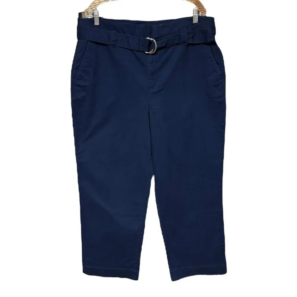 LOFT Belted Wide Leg Pants Blue 18